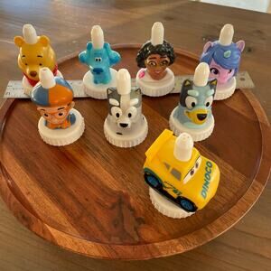 Good 2 Grow Juice Topper Lot/8 Bluey, Pooh, little pony blippi cars blues clues